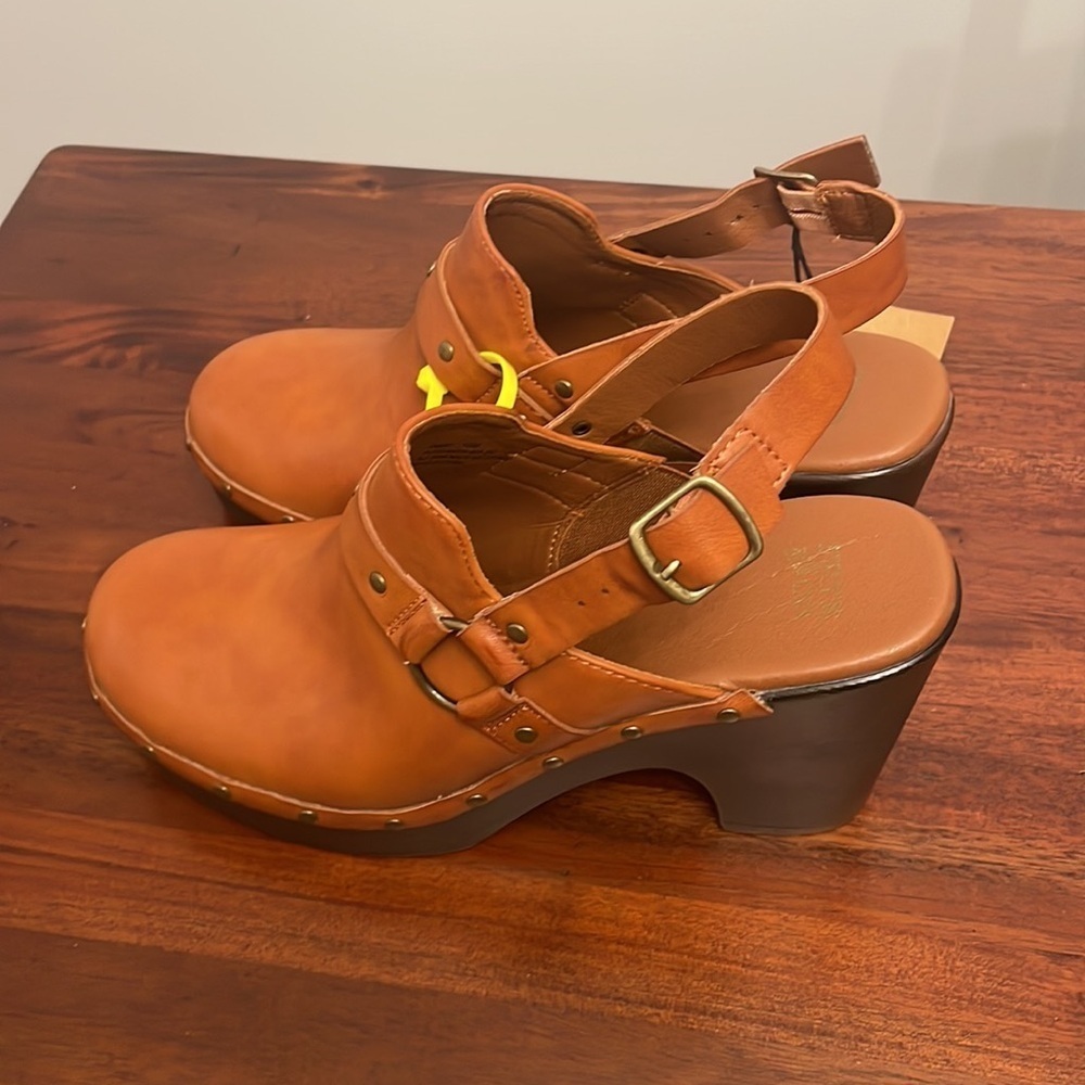 FRYE & CO. Fabry Clogs Cognac Brown NEW Women’s heel shoe Size 10 - Picture 7 of 7